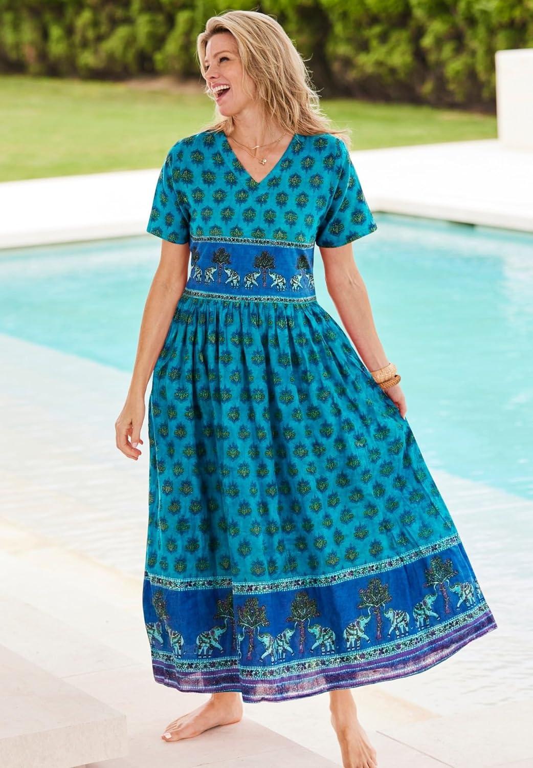 image:imageOnly Necessities Plus Size Long Crinkle Cotton LoungerTropical