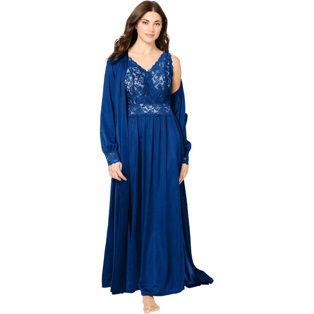 image:imageAmoureuse Plus Size Peignoir 2Piece Tricot Gown amp RobeUltra Blue