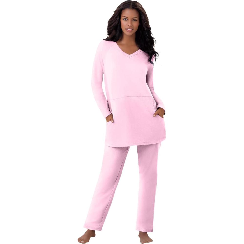 image:imageDreams amp Co Plus Size Petite 2Piece Lounge SetPink
