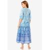 Dreams & Co. Plus Size Tiered Peasant Lounger(Ocean Sapphire Medallion)