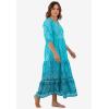 Dreams & Co. Plus Size Tiered Peasant Lounger(Teal Medallion)