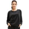 ellos Plus Size Boxy Velour Lounge Sweatshirt(Black)