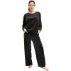 ellos Plus Size Stretch Velour Wide Leg Pull-On Pants(Black)