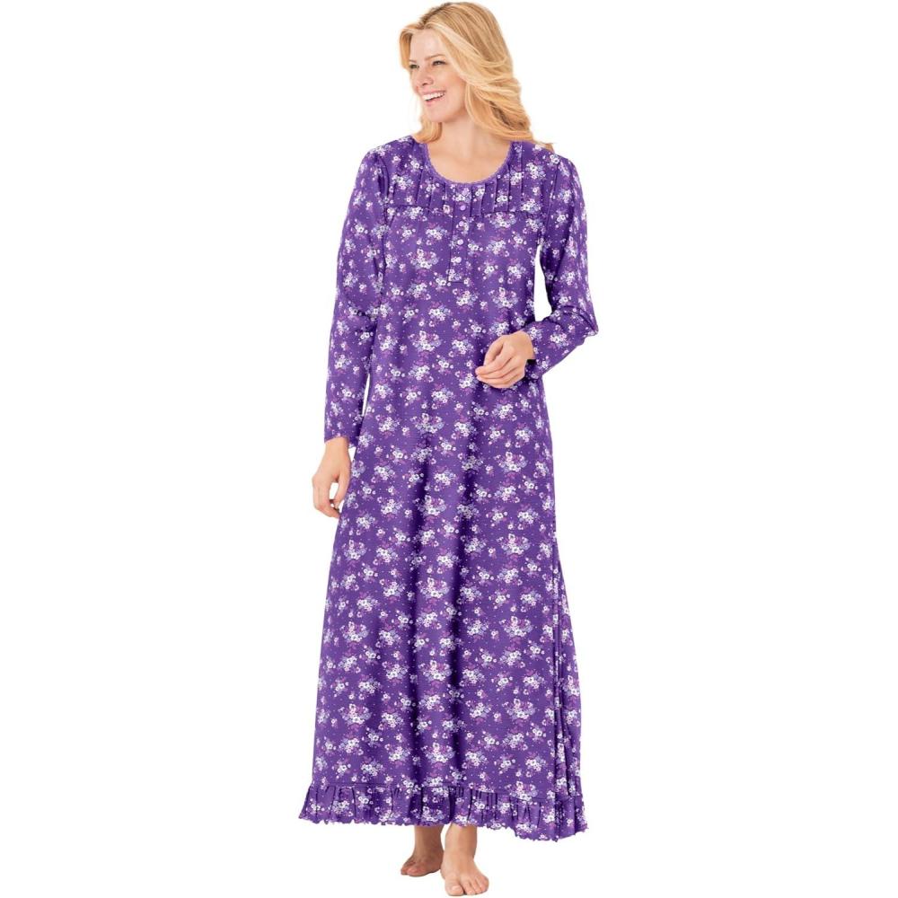image:imageDreams amp Co Plus Size LongSleeve GownPlum Burst Bouquet
