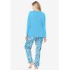 Dreams & Co. Plus Size Long Sleeve Knit PJ Set(Glass Blue Peacock)