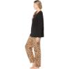 Dreams & Co. Plus Size Long Sleeve Knit PJ Set(Plum Burst Dot)
