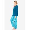 Dreams & Co. Plus Size Long Sleeve Knit PJ Set(Sky Blue Winter Cat)