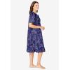 Dreams & Co. Plus Size Short Floral Print Cotton Gown(Evening Blue Cardinals)