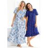 Dreams & Co. Plus Size Short Floral Print Cotton Gown(Light Sage Garden)