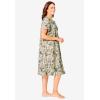Dreams & Co. Plus Size Short Floral Print Cotton Gown(Light Sage Garden)
