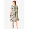Dreams & Co. Plus Size Short Floral Print Cotton Gown(Light Sage Garden)