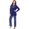 Dreams & Co. Plus Size Long Sleeve Knit PJ Set(Evening Blue Flowers)