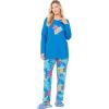 Dreams & Co. Plus Size Long Sleeve Knit PJ Set(Pool Blue Tropical)