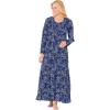 Dreams & Co. Plus Size Long-Sleeve Gown(Evening Blue Cardinals)
