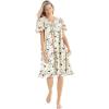 Dreams & Co. Plus Size Short Floral Print Cotton Gown(Classic Red Cardinals)