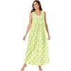 Only Necessities Plus Size Long Sleeveless Floral Nightgown(Pastel Yellow Floral)
