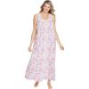 Only Necessities Plus Size Long Sleeveless Floral Nightgown(White Wildflowers)