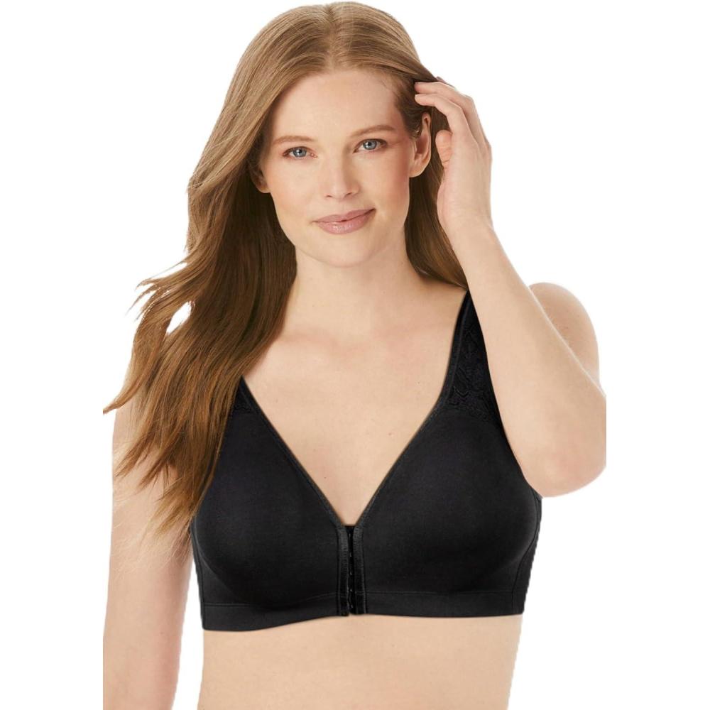 image:imageCatherines Womens Plus Size Cotton Comfort FrontClose NoWire BraBlack