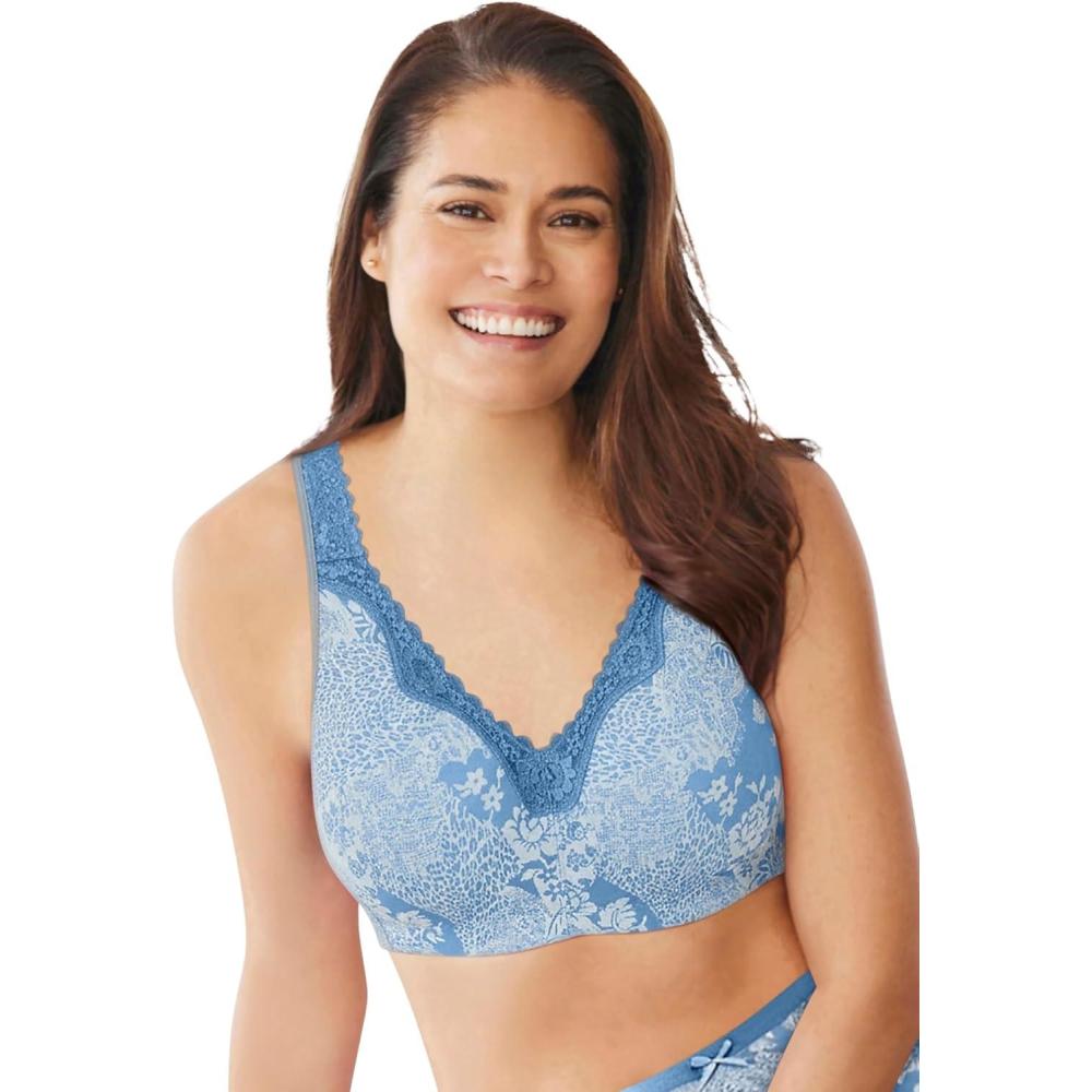 image:imageCatherines Womens Plus Size Cotton Comfort Wireless BraDusty Indigo Animal Patchwork