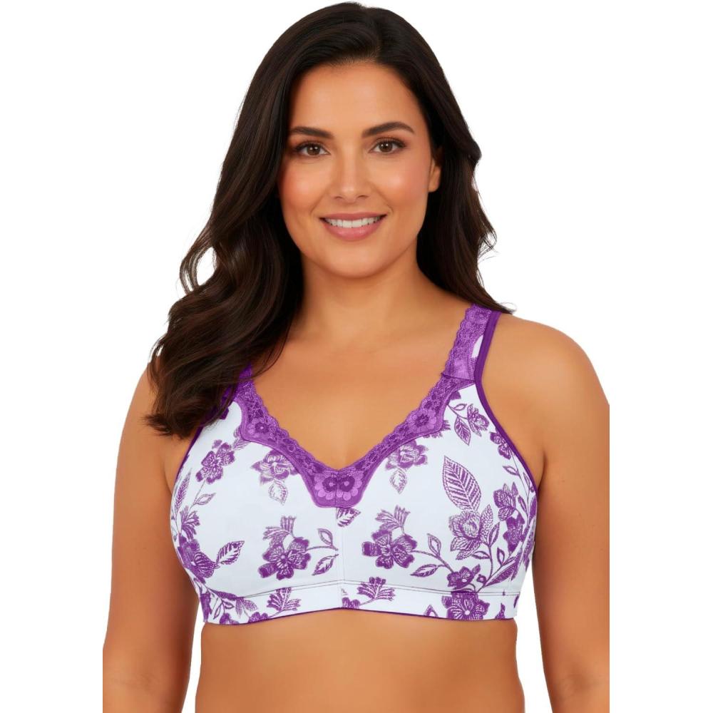 image:imageCatherines Womens Plus Size Cotton Comfort Wireless BraFresh Berry Vine