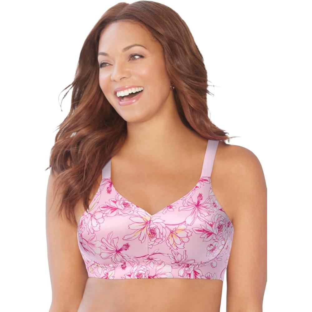 image:imageCatherines Womens Plus Size Wireless Back Smoothing BraPink Floral Bloom
