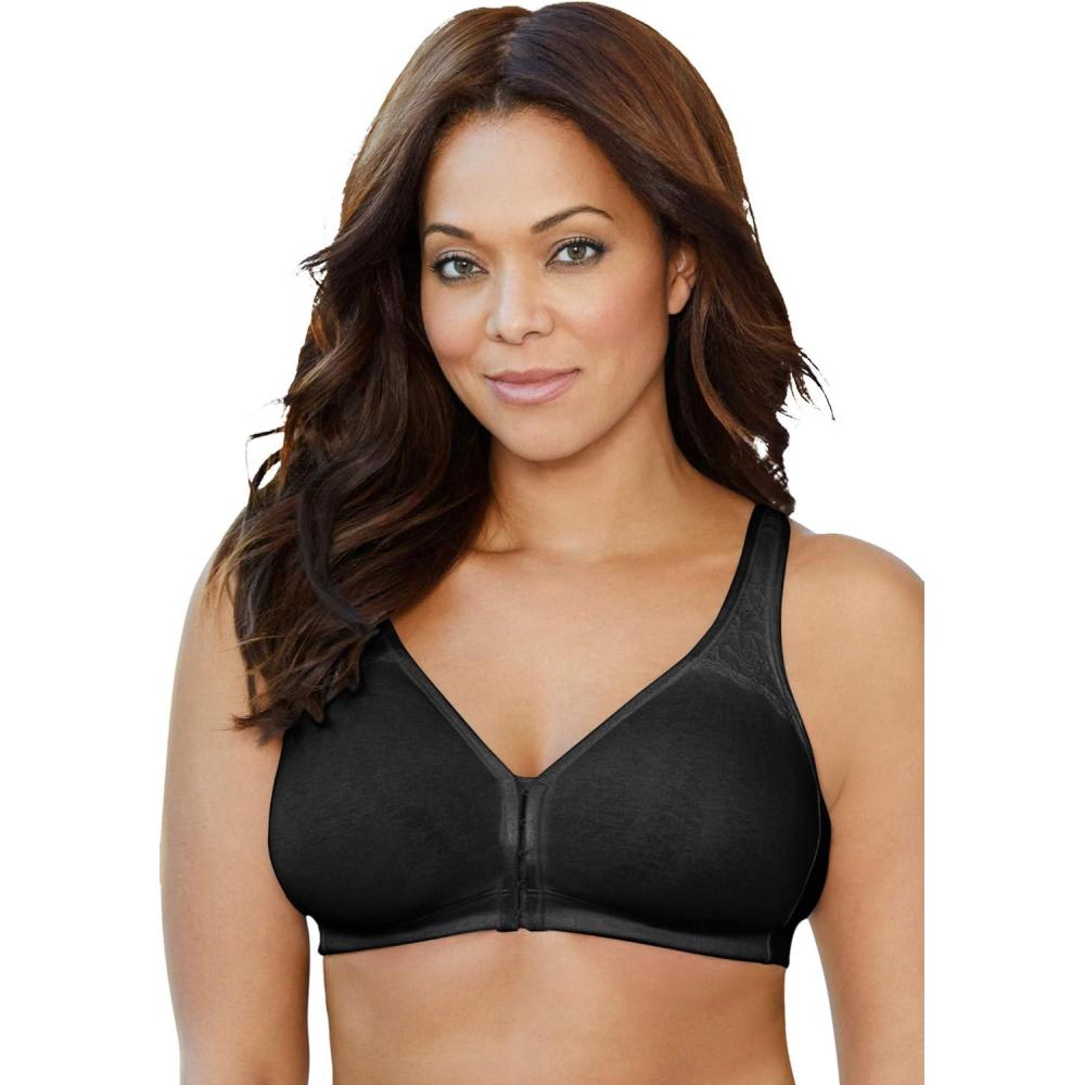 image:imageCatherines Womens Plus Size Wireless FrontClose Cotton Comfort BraBlack