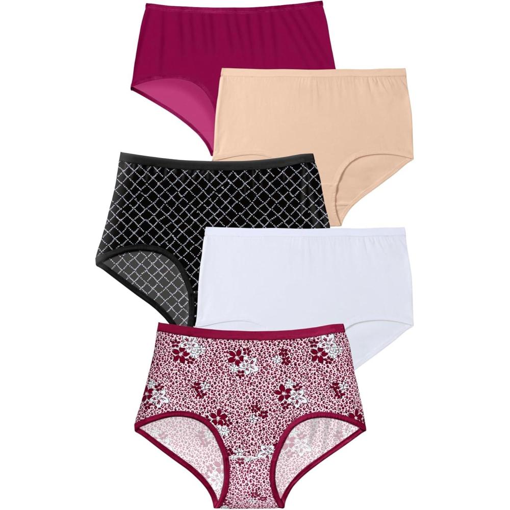 image:imageComfort Choice Plus Size Full Coverage Stretch Cotton Brief 5PackX O Pack