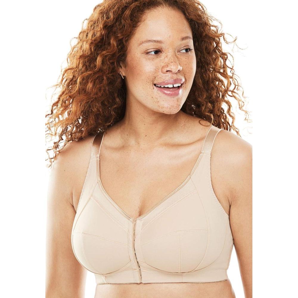 image:imageComfort Choice Womens Plus Size SatinTrim Posture BraBeige