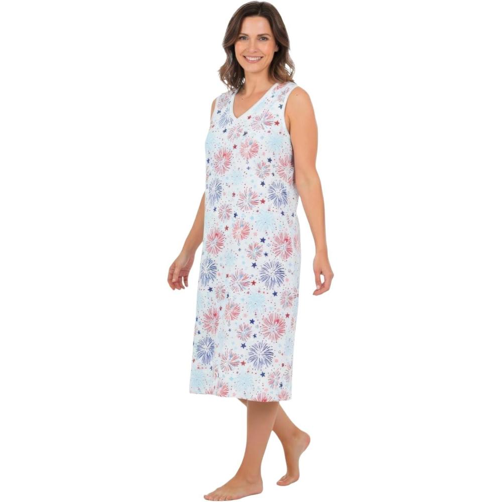 image:imageDreams amp Co Plus Size Long Sleeveless SleepshirtMulti American Dreaming