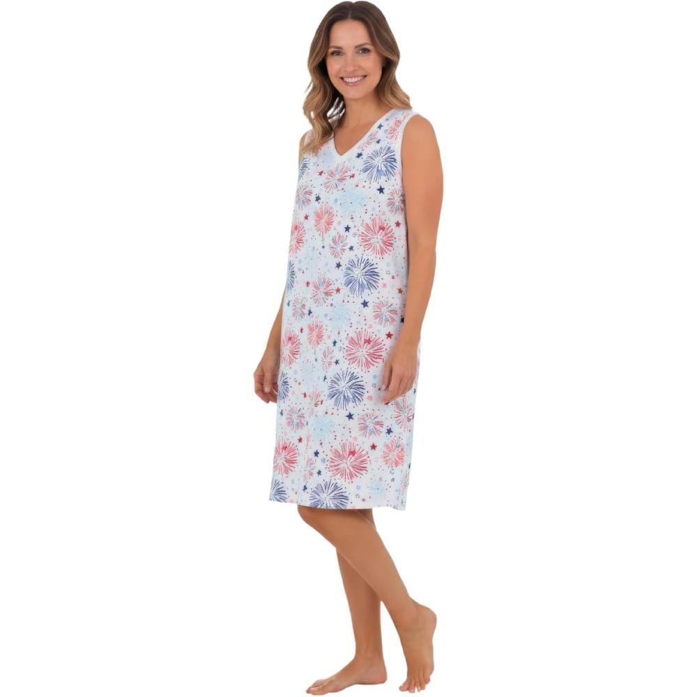 image:imageDreams amp Co Plus Size Short Sleeveless SleepshirtMulti American Dreaming