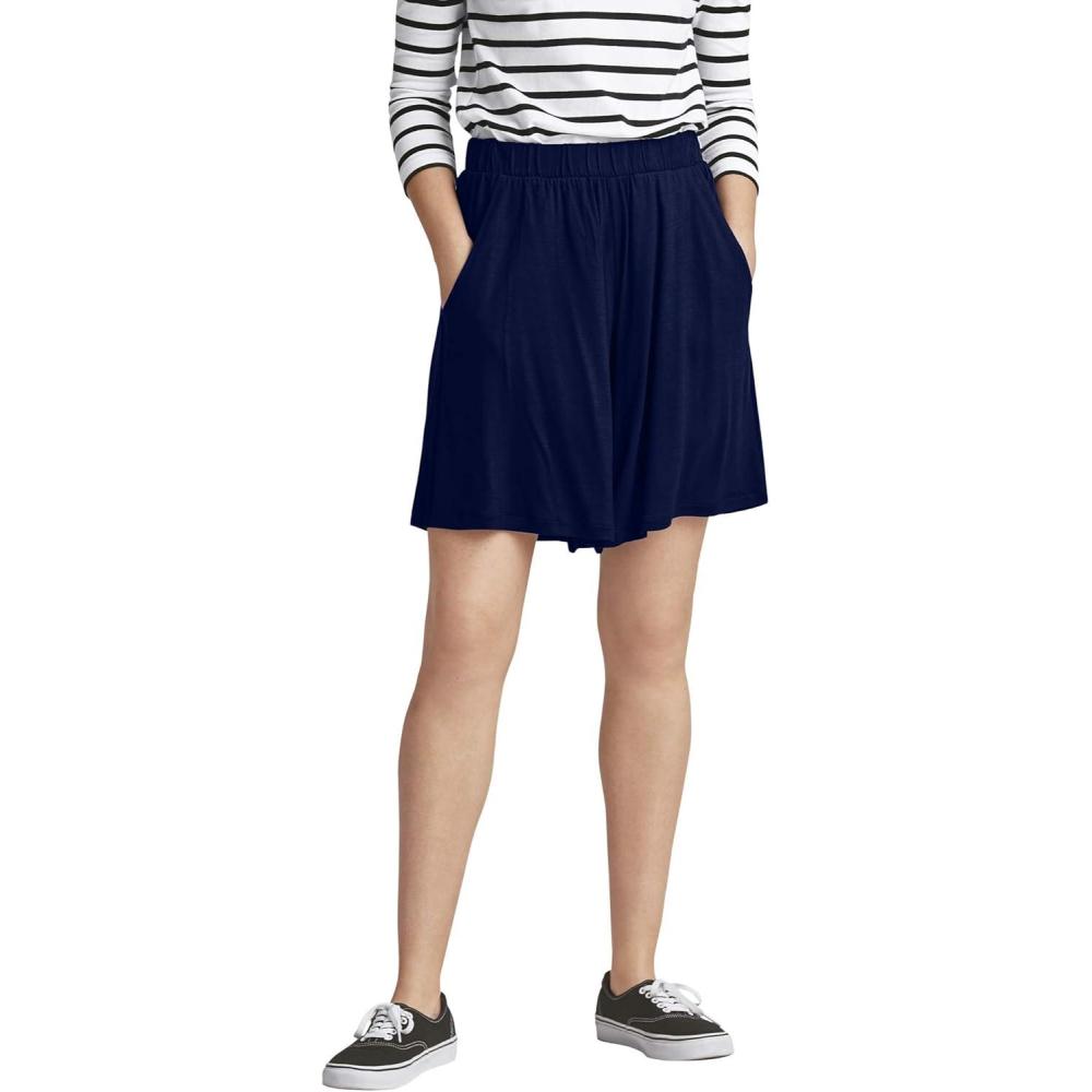 image:imageellos Plus Size Elastic Waist Flowy ShortsNavy