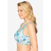 Catherines Women’s Plus Size Cotton Comfort Wireless Bra(Caribbean Blue Botanic Floral)