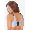 Catherines Women’s Plus Size Wireless Back Smoothing Bra(Black White Dotted Floral)