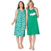 Dreams & Co. Plus Size 2-Pack Sleeveless Sleepshirt(Sky Blue Popsicle)