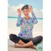 Swim 365 Women’s Plus Size Split-Neck Long Sleeve Swim Tee with Built-in Bra(Royal Oasis Animal)