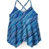 Swimsuits For All Swim 365 Women’s Plus Size Longer-Length Draped Mesh Racerback Tankini Top(Multi Dot Animal)