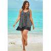 Swimsuits For All Swim 365 Women’s Plus Size Longer-Length Draped Mesh Racerback Tankini Top(Silver Foil Dots)