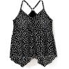 Swimsuits For All Swim 365 Women’s Plus Size Longer-Length Draped Mesh Racerback Tankini Top(Silver Foil Dots)