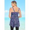 Swimsuits For All Swim 365 Women’s Plus Size Longer-Length Handkerchief Hem Tankini Top(Black Confetti)