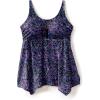 Swimsuits For All Swim 365 Women’s Plus Size Longer-Length Handkerchief Hem Tankini Top(Black Confetti)