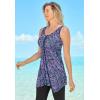 Swimsuits For All Swim 365 Women’s Plus Size Longer-Length Handkerchief Hem Tankini Top(Black Confetti)