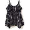Swimsuits For All Swim 365 Women’s Plus Size Longer-Length Handkerchief Hem Tankini Top(Black Dots)