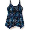Swimsuits For All Swim 365 Women’s Plus Size Longer-Length Handkerchief Hem Tankini Top(Blue Palms)