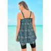 Swimsuits For All Swim 365 Women’s Plus Size Longer-Length Handkerchief Hem Tankini Top(Blue Palms)