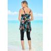 Swimsuits For All Swim 365 Women’s Plus Size Longer-Length Handkerchief Hem Tankini Top(Cabana Glow Tropical)
