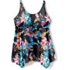 Swimsuits For All Swim 365 Women’s Plus Size Longer-Length Handkerchief Hem Tankini Top(Cabana Glow Tropical)