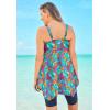 Swimsuits For All Swim 365 Women’s Plus Size Longer-Length Handkerchief Hem Tankini Top(Hula Palm)