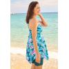 Swimsuits For All Swim 365 Women’s Plus Size Longer-Length Handkerchief Hem Tankini Top(Mediterranean Floral)