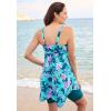Swimsuits For All Swim 365 Women’s Plus Size Longer-Length Handkerchief Hem Tankini Top(Mediterranean Floral)