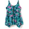 Swimsuits For All Swim 365 Women’s Plus Size Longer-Length Handkerchief Hem Tankini Top(Mediterranean Floral)